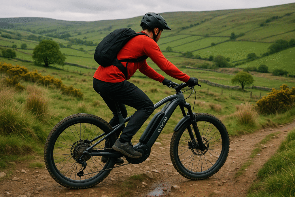 Electric Mountain Bike in the UK countryside